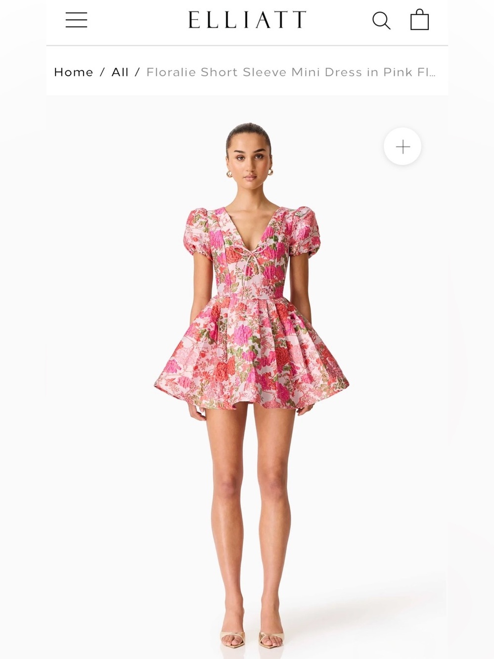 Elliatt Floralie Short Sleeve Mini Dress in Pink Size XS